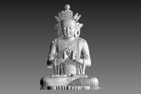 Buddastatue als STL-Modell dargestellt. Detailreiche Verzierungen machen das 3D Modell realistisch