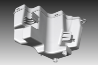 Gescanntes 3D-STL-Modell von einem Wischwassertank. Rundumscan zum Check der Einbausituation.